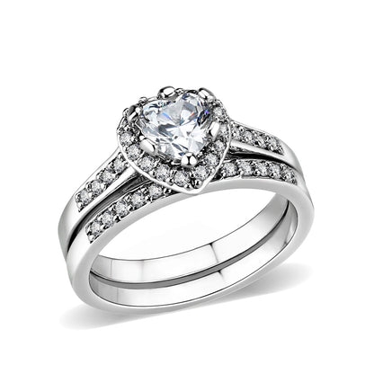 LO5W095- Rhodium  Plated Brass Ring with CZ In Clear