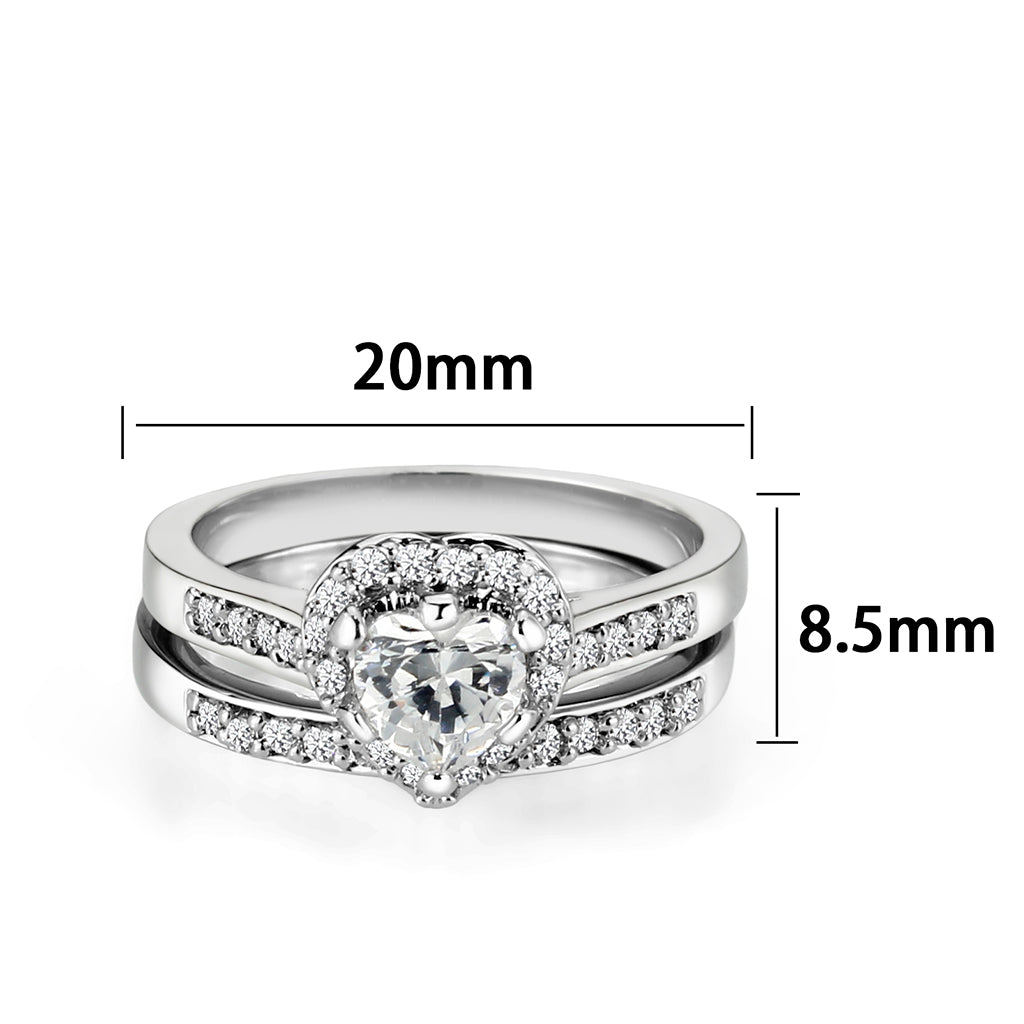LO5W095- Rhodium  Plated Brass Ring with CZ In Clear