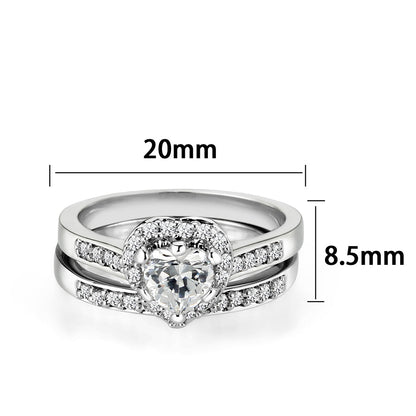 LO5W095- Rhodium  Plated Brass Ring with CZ In Clear