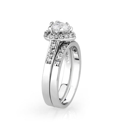 LO5W095- Rhodium  Plated Brass Ring with CZ In Clear