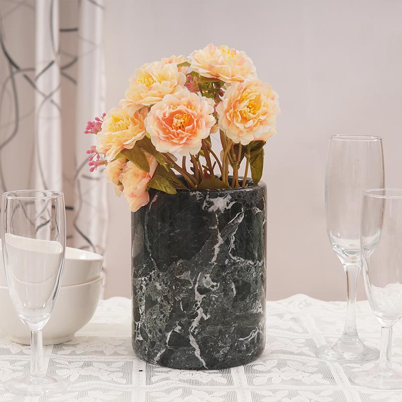 Marble Utensil Holder and Spoon Caddy Black -Countertop Organizer for Kitchen Utensils, Flatware, and Chopsticks