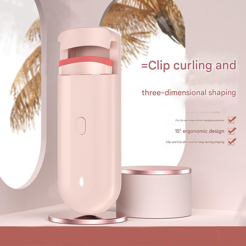 NNEDSZ Pink Electric Heated Eyelash Curler, Portable Rechargeable Lash Curler, Long-Lasting Eyelash Curling Tool