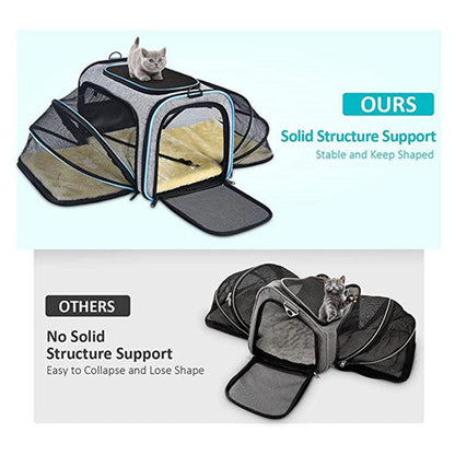 Pet Travel Haven: Expandable And Reflective Cat Carrier For Safe And Comfortable Journeys